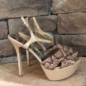 SAM EDELMAN Mason Snake Print‎ Platform Pump / SZ 7.5